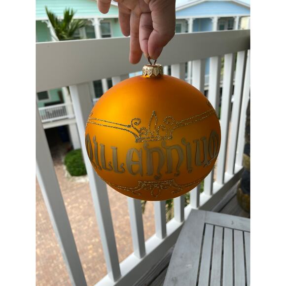 Vintage millennium glass XL Christmas tree ornament, 2000, Made in Poland, 6" - Picture 1 of 8